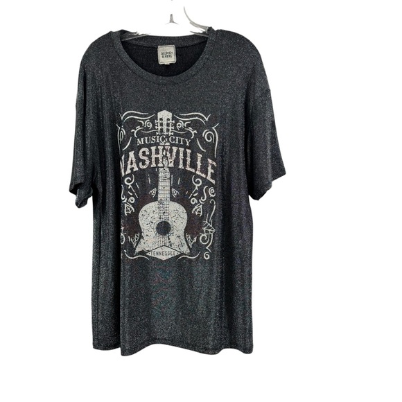 Modish Rebel Nashville Metallic Oversized Graphic Tee T-Shirt Size Medium - Picture 3 of 12